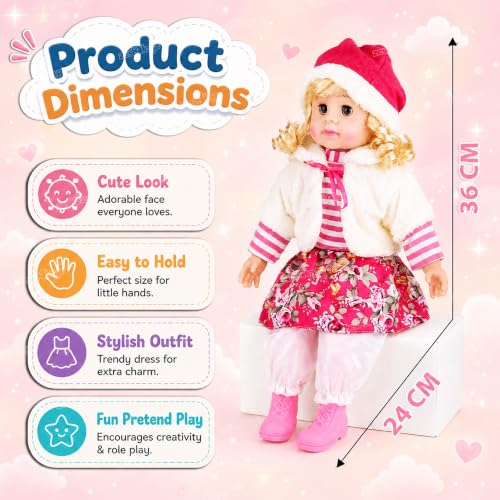 Image of Zest 4 Toyz Musical Doll Singing Rhyming Soft Stuffed Push Touch Sensors Doll Toy for Baby Girl - Pink