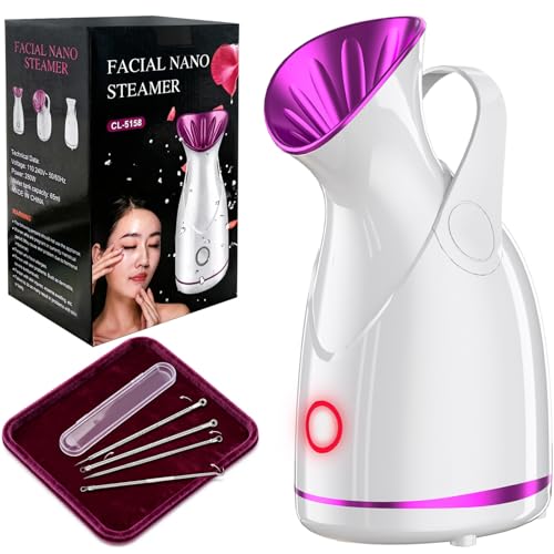 BRICH Gesichtsdampfer Gesicht Dampfgerät Nano Ionic Gesichtssauna mit Warmem Nebel für professionelle Heim-SPA Pflege, Gesichts-Befeuchter und Zerstäuber, inklusive 5 Edelstahl Skin Kit