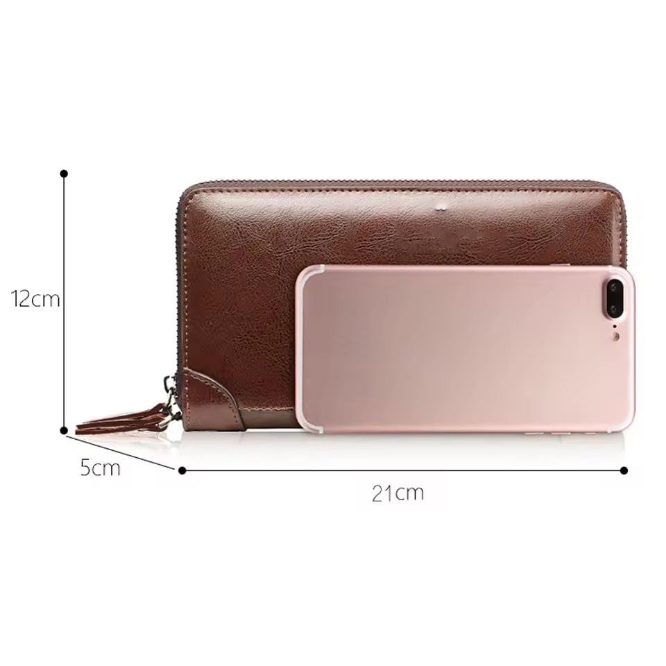 Men's Wallet Long Wallet PU Leather ​Wallet Men's Zipper Coin Pocket Purse Business Clutch Phone Bag(D)4