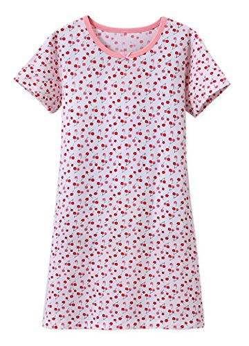 ABClothing Fille Bonne Nuit Nuisette Imprimé Cerise Blanc 9-10 Ans