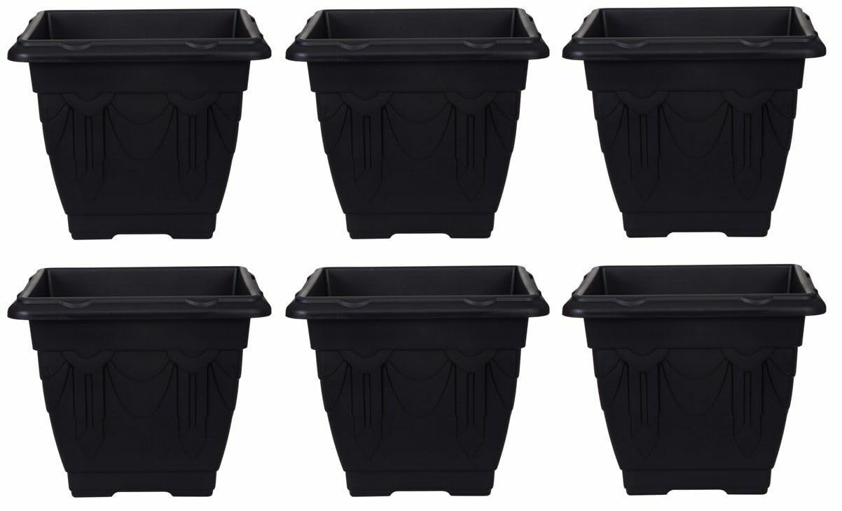 Whitefurze Indoor/Outdoor Square Venetian Planter 38cm Black (Pack of 6)