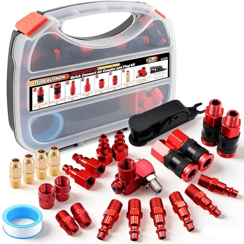 TuoLauthon 25Pcs 1/4" NPT Universal Air Coupler Plug Kit Aluminium Alloy by TuoLauthon - Used condition - US$17.47