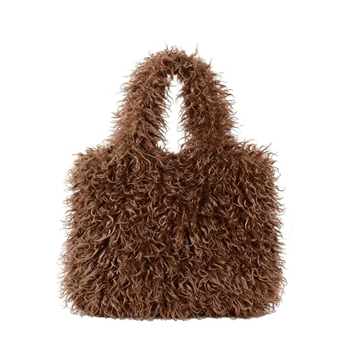 Bolso tipo tote de piel sintética con pelo rizado suave miniatura 1