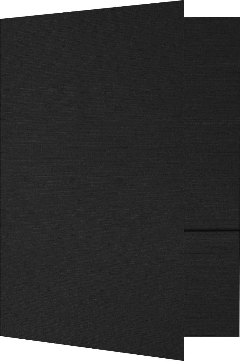 Präsentationsmappen mit 2 Taschen, aus Leinen, ideal für Pamphleten, Stufeneinlagen, Konferenzen, Präsentationen, 6 x 9 kg, Schwarz Papier "SPF-BLI-100"