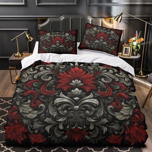 Parure de lit anti-plis et hypoallergique housse de couette fleurs 3D microfibre douce - 2