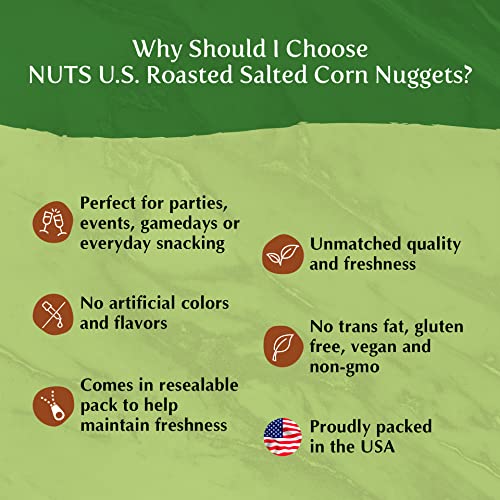 Image of NUTS U.S. - Roasted and Salted Corn Nuggets | No Aritifical Colors & Flavors | NON-GMO | Packed in Resealable Bags!!! (2 LBS)