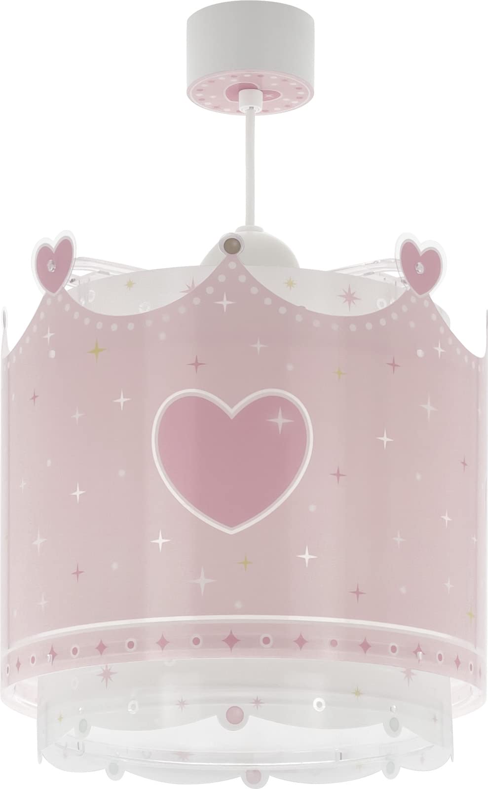 Dalber Lámpara Infantil De Techo Little Queen Corona Princesa Corazones Rosa (61102), lámparas infantiles