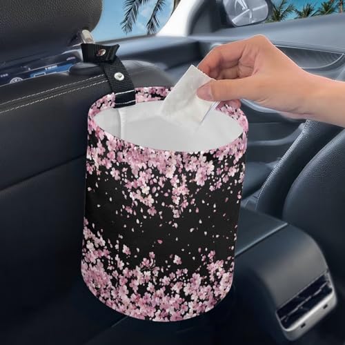 Image of Cherry Blossom Collapsible Accessories Trash Can Car Trash Bin Foldable Car Trash Can Bags Universal Garbage Bin Decoration Car Interior for Car SUV Trucks Universal