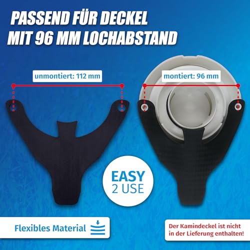 MaJoCompTec DRIPGUIDE Kondenswasserablauf | Kaminschild Ablauf für Kamindeckel Kaminabdeckung | Zubehör für Abgaskamin der Heizung an Wohnmobil Caravan (Schwarz, DRIPGUIDE Alde Standard)