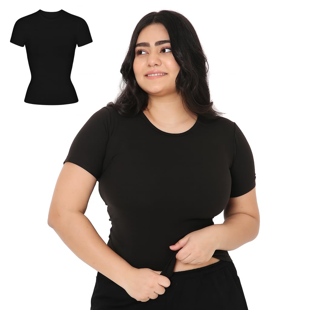 terractive Women's Cuddle Baby T – Soft Premium Cotton Half Sleeve Tee – Stretch Fit Tagless Comfort Lightweight Breathable Everyday Wear Casual Top for Lounging Layering or Outings-picture-28