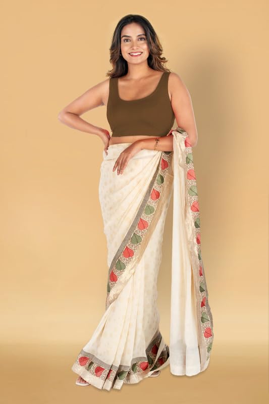 Image of Abhi Cotton Readymade Saree Blouse for Women- Sleeveless, U-Neck, Regular-fit, Stretchable, Pull-on Style