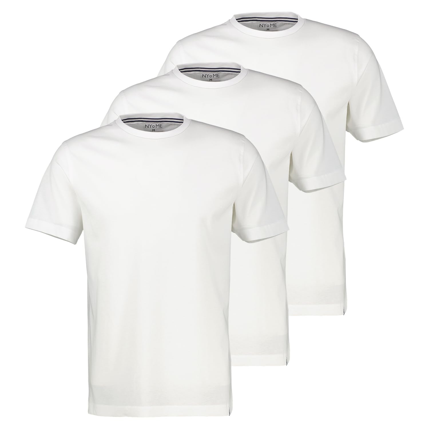 NYME Pack de 3 camisetas para hombre, cuello redondo, corte regular, camiseta de manga corta para hombre en blanco, negro, gris, azul, verde, beige. 100% algodón, 6 tallas (S-3XL)