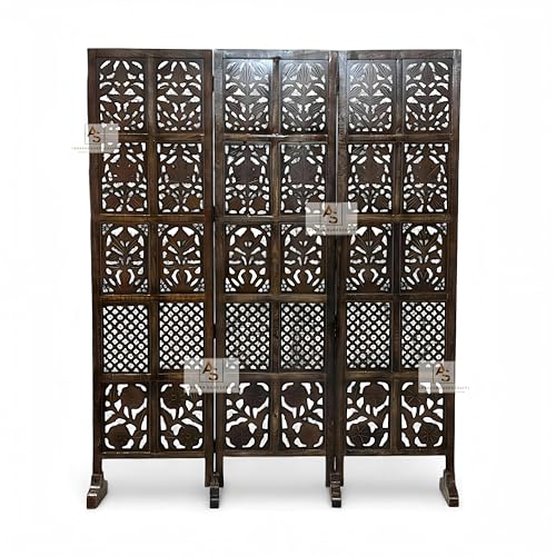 Image of Wooden Partition for Living Rooms Wall Dividers,Screen Separator Wall Divider for Hall Wall Panels for Living Room /Kitchen /Bedroom /Office /Restaurant (3-Panel with Stands)