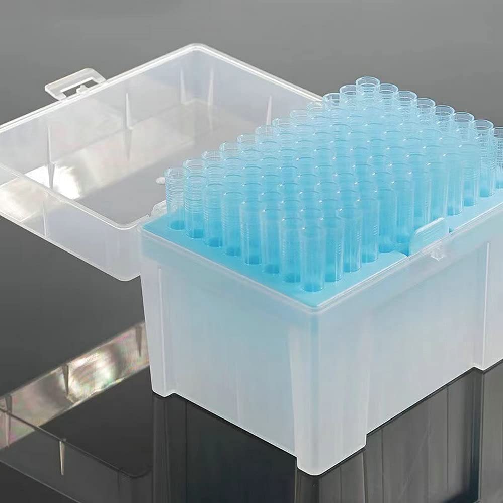 Puntali per pipette universali da 1000 ul, senza rnasi/DNase e pirogeno, trasparenti, 100 punte/rack (confezione da 1000 punte) (blu)
