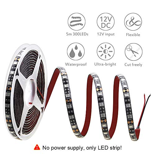ALITOVE Orange LED Strip Lights 16.4ft 5050 SMD Black PCB 5M 300 LEDs Waterproof IP65 12V DC for Home Hotels Clubs Shopping malls Cars Lighting - Image 3
