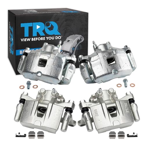 Image of TRQ Front and Rear Brake Caliper Set Zinc Coated Brackets Compatible with 2007-2013 Mitsubishi Outlander