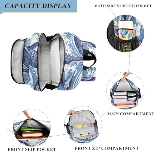 Marlin Fish Colorful Backpack for Boys Girls Elementary School Bag Kids Bookbag Travel Rucksack With Reflective Stripes4