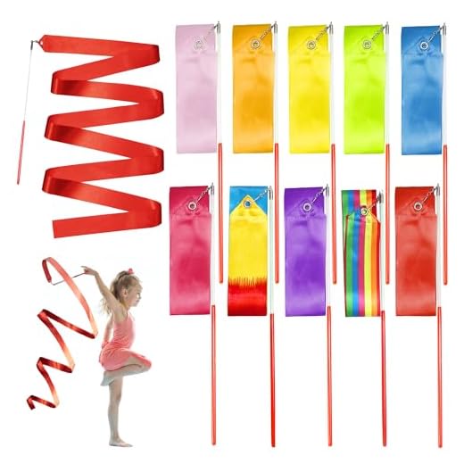 Novelty Place Cinta de Baile,Cinta de Gimnasia, Cinta de Danza, Palo de Baile para niños Danza artística, Entrenamiento físico, Artístico Entrenamiento,Regalos de Fiesta de Cumpleaños 10 Piezas