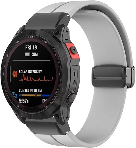 Correa deportiva Conm para Garmin Fenix 7x76x Gps65x5, correa magnética de repuesto de silicona de 0.866in y 1.024in