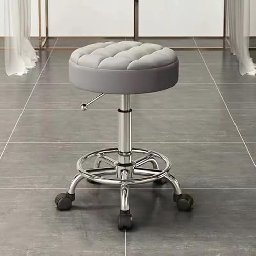キャスター付き丸椅子 回転椅子 オフィスチェア パソコンチェア 高さ調整 椅子 おしゃれ スツール 椅子 作業椅子 椅子 キャスター付き 昇降式 低い カットチェア コンパクト 小型 スリム 黒 ホワイト 椅子 白 (グレー)