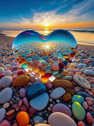 AIKEWO Paint by Number Kit, Love Stone Landscape, 12x16 Inch