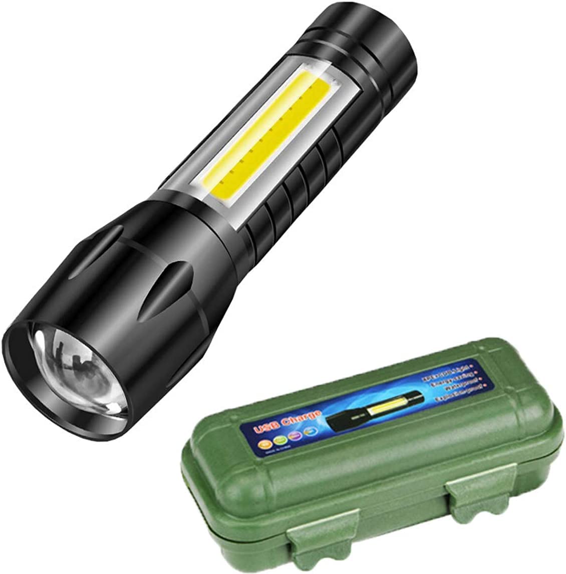 NUTEN You Have to Believe it. Before You See it USB Rechargeable Waterproof 3 Modes Adjustable Zoomable Focus Zoom in and Zoom Out Emergency LED Tactical Flashlight Desk Lamp with Gift Box, Black (B094KYBCVR) Amazon Price History, Amazon Price Tracker