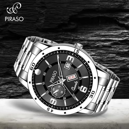 Image of PIRASO Analog Day and Date Working Display MESH Strap Watch for Men & Boys