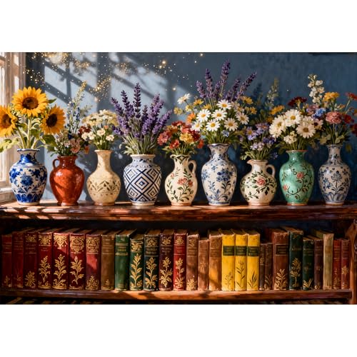 CREAFOMIFE 2000 Piece Jigsaw Puzzle for Adults Hard Difficult Challenging Large Puzzle Gift for Adult Puzzle Lovers Vases & Bookshelves Picture (98 x 68 cm)