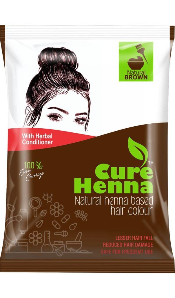Cure Henna (Mehndi) Hair Conditioner Natural Brown For Men & Women Ideal Strong Healthy Hair Fall Control, Damaged Hair, Amla & Reetha Paraben,Repairs Damaged Hair 240 Gram (PACK OF 5)-image-20