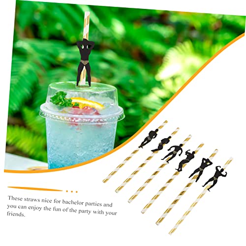 Outanaya 24pcs pitillos desechables dorados para fiestas miniatura 3