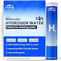 PHM Hydrogen Water Tubes, Tablets for Drinking Water - H2 Molecular Tabs | Magnesium Pills, Electrolytes Hydration Supplement to Support Healthy Aging & Energy Boost | 90 Tablets, 3 Months Supply