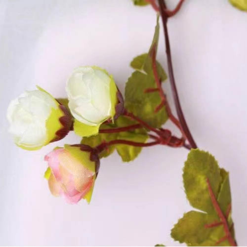Fantasee Artificial Rose Vine Garland Lights 20 LED 45 Flowers USB Operated Flower Garland Fairy Lights for Wedding Valentine's Day Home Garden Arch Party Birthday Decor (White + Light Pink, 6FT)