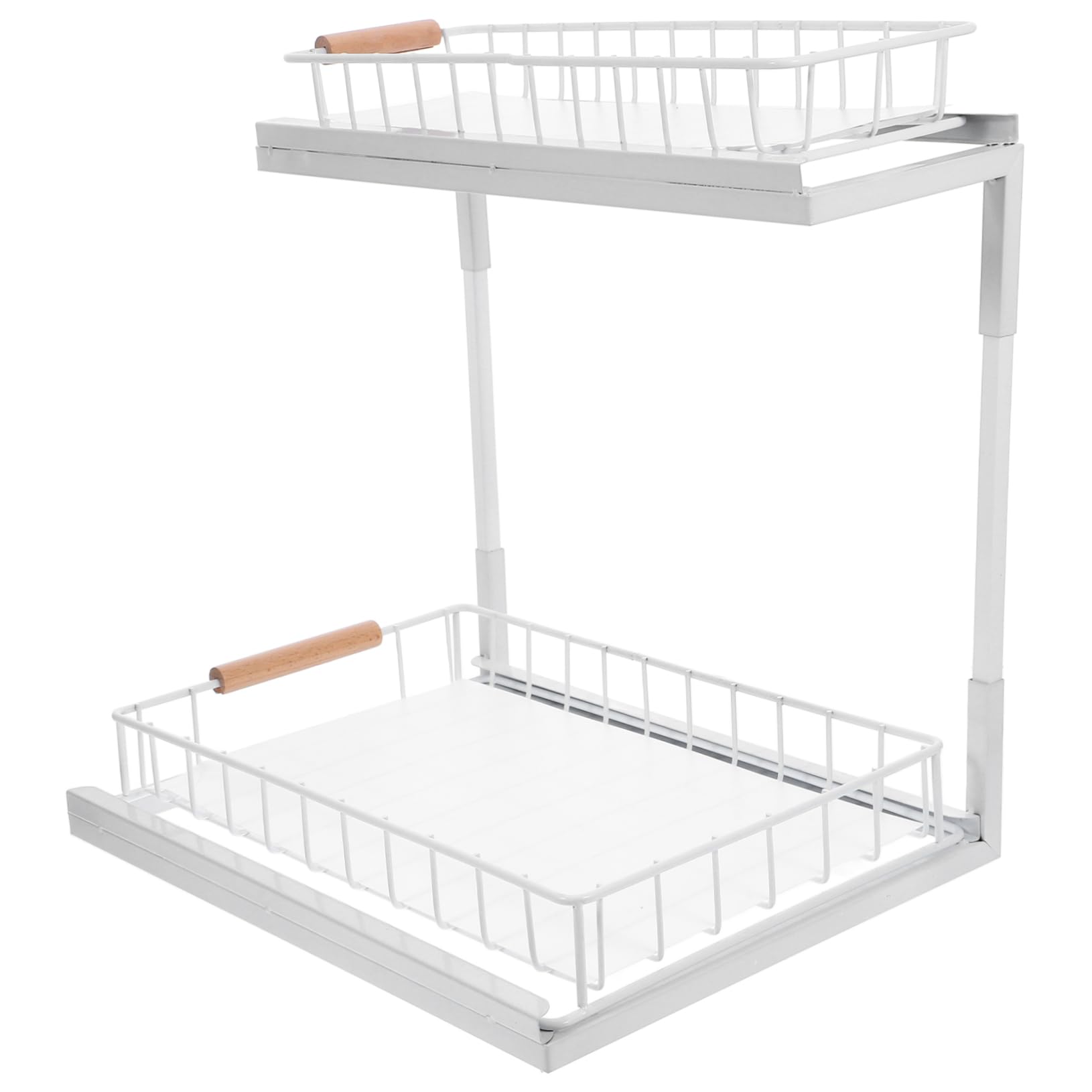 Garneck Organizer Acciaio in Cucinastraibile, Scaffale Sottolavello a al 2 Livelli Carbonio Bianco, Capiente Pratico per Spezie Bagno