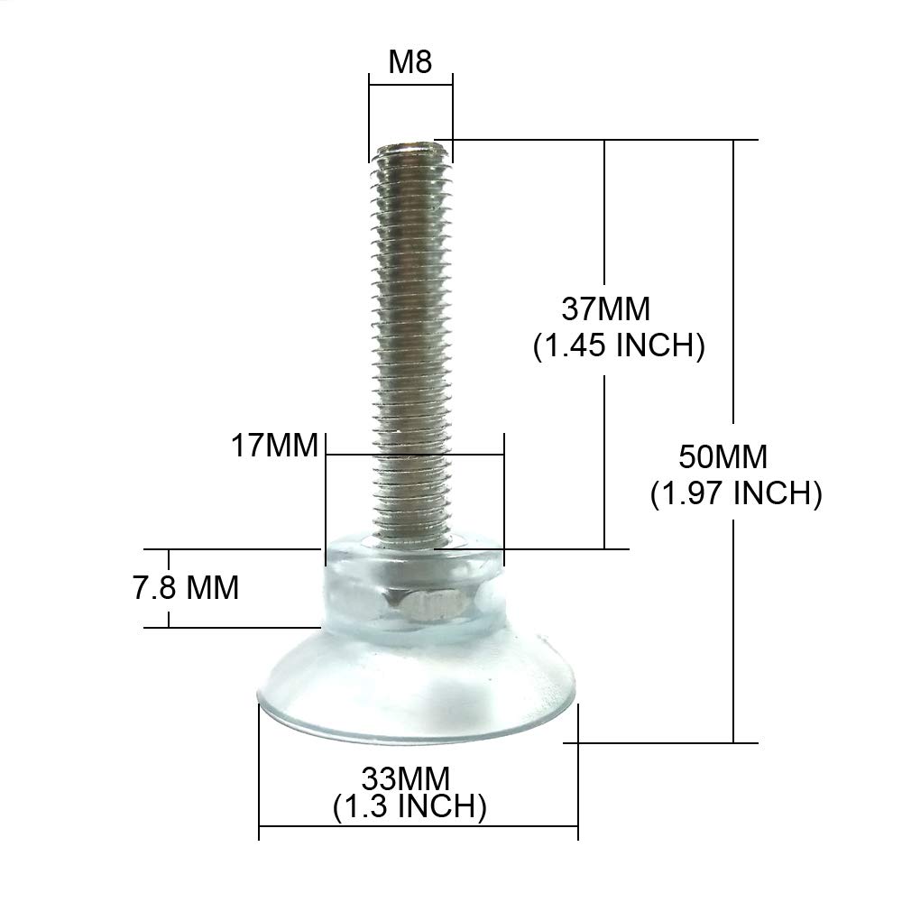 DANXQ M8 Sterke zwarte rubberen grote schroefzuignap, 3,3 inch vloerzuignap voor verticale bokszandzak, 4 stuks/pak (dopmoer) (M8-85-CAPNUT