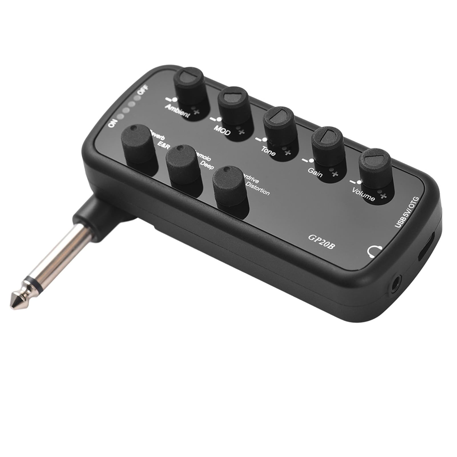 Amplificatore di Bassi Plug-in, Amplificatore di Bassi elettrici, Amplificatore per Cuffie tascabili Ricaricabili con 3 Altoparlanti integrati per la distorsione di Overdrive di (Basso)