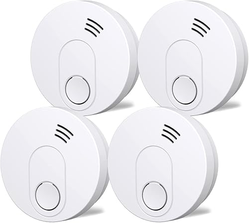 Andyssey Detector de humo, alarma de humo con 10 años de vida útil, alarma de incendio fotoeléctrica con batería con botón de advertencia de fallo
