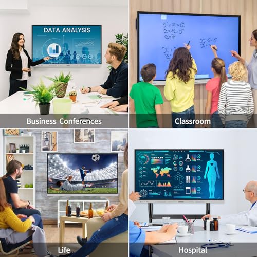 Image of Smart Board 55 inch 4K Interactive Whiteboard Touch Screen, Digital Smart Whiteboard for Classroom and Business with Android 14.0-8+128 GB(Wall Mount Included)
