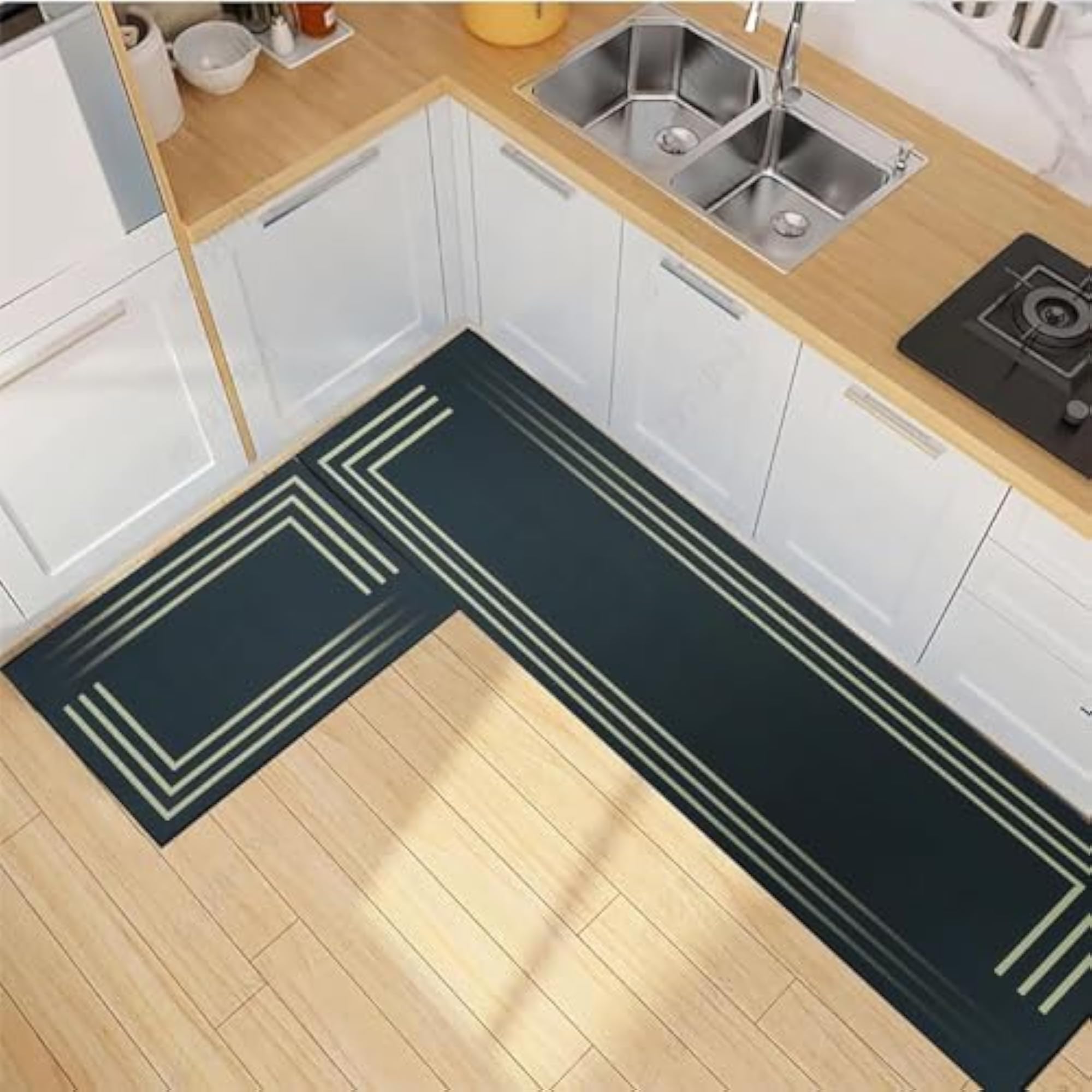 2 Piece Kitchen Mat, Non Slip Waterproof Runner
