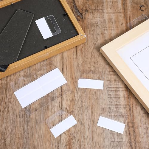 Image of 20 Pcs Small Adhesive Plastic Sawtooth Picture Hanger Plastic Hanging Tabs Clear Foamboard Plate Hangers for The Wall Stick On Picture Hanger Sawtooth Without Nails