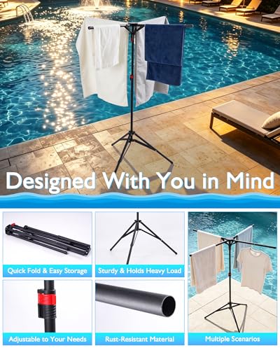 Metal-Pool-Towel-Stand-Foldable-Outdoor-Towel-Swim-Gear-Storage-Rack-Stable-Tower-Holder-with-Tripod-Base-Matte-Metal-Frame-for-Backyard-Beach-Indoor-Drying-Arrangement