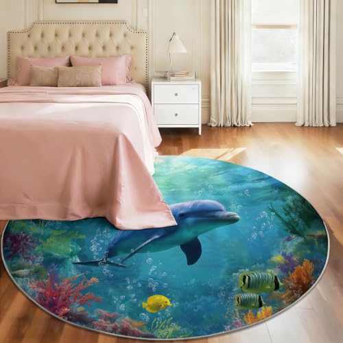 Tapis dauphins rond antidérapant pour protéger le sol du bureau