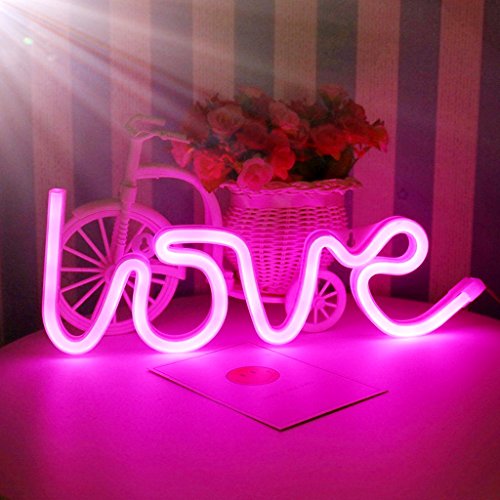 Nordstylee Neon Light Love LED Veilleuse pour cadeau d'enfant, décoration murale chambre, fête d'anniversaire, Noël, décoration de mariage rose