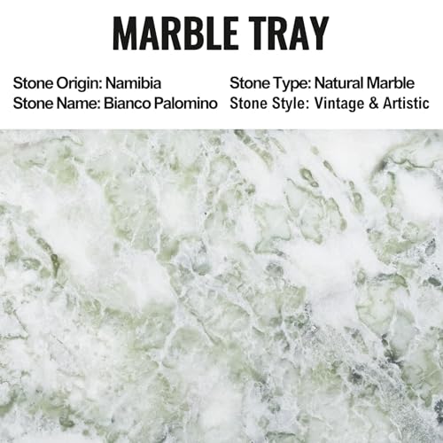 Image of Koville African Natural Marble Tray, 12 inchx6 inch Vanity Decorative Tray for Countertop Organizer, Catchall Tray for Perfume, Candles, Jewelry Dish