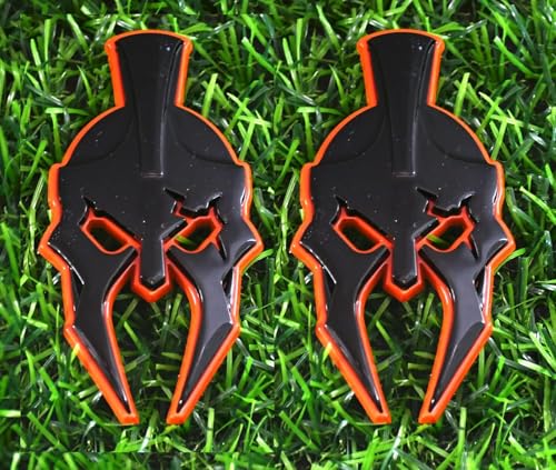 Image of 2Pcs Custom Gladiator Emblems Car Badge Left Right Side Sticker Compatible with Jeep Wrangler JL JK Gladiator Universal Car Vehicle, Truck, Motorcycle (Black Orange Line)