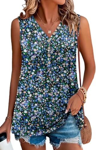 KISSMODA Womens Boho Tops for Summer Sleeveless Tanks Loose Fit Casual Blouse Daily Shirts for Leggings (S-3XL)