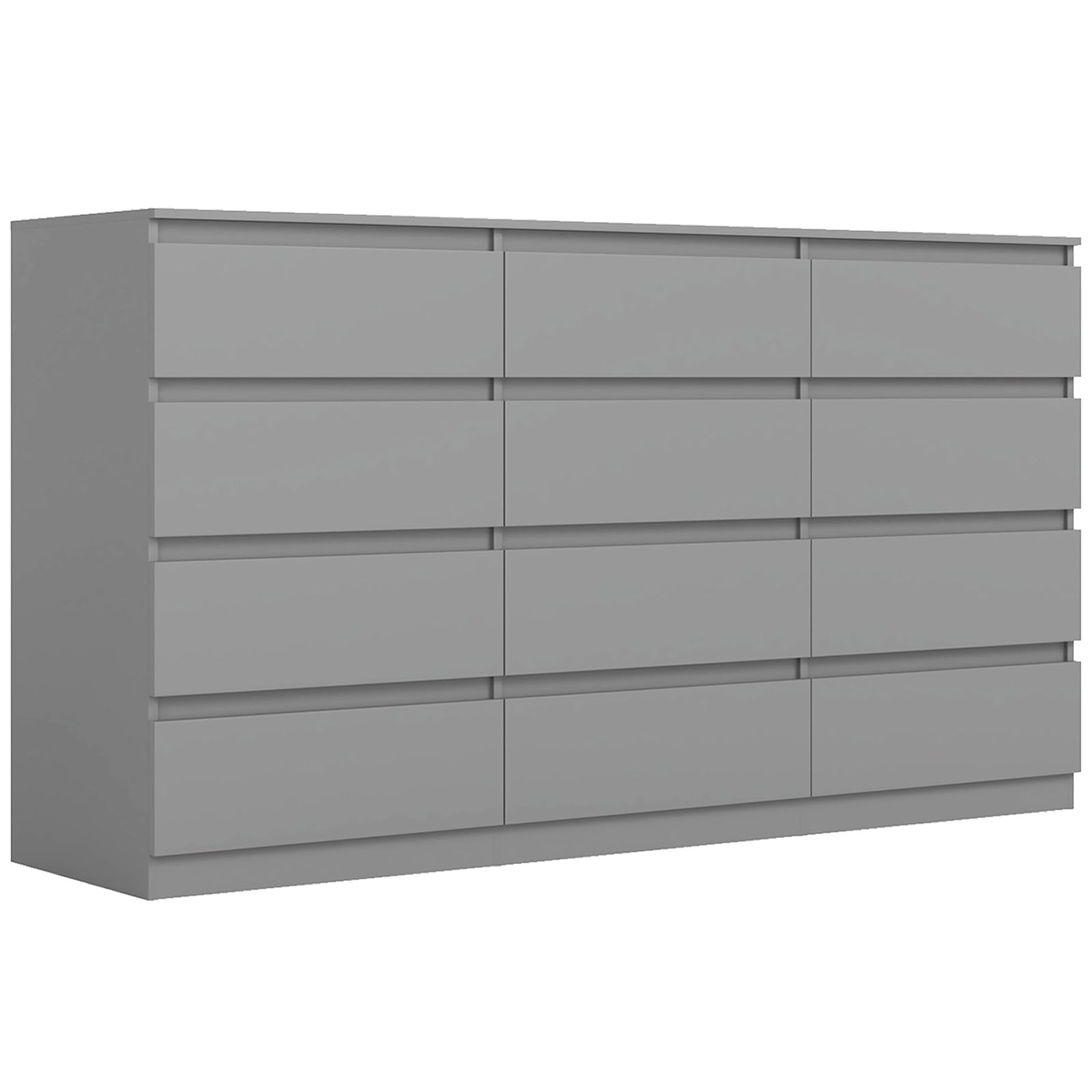 Vibe and Dine 12 Drawer Grey Dresser with Handle-Free Modern Design for Bedroom