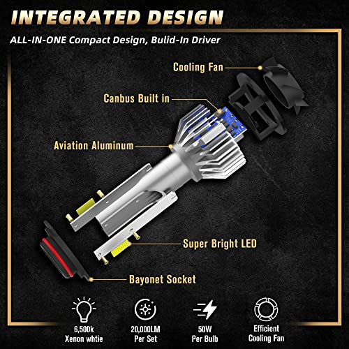 Image of led headlight bulbs, compatible with Ford EXPEDITION (2015-2020) 9005 & H11 High /Low Beam LED Headlight Bulbs, Pack of 4