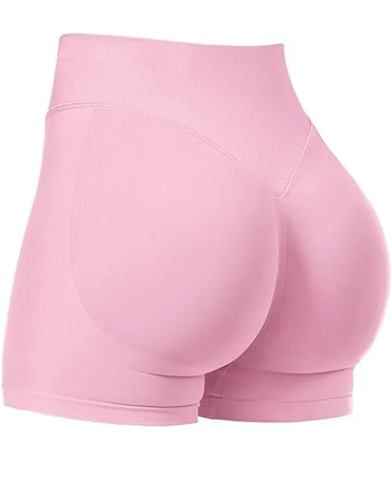 Short Sport Femme Short d'entraînement 4 pièces for Femme, Taille Haute, sans Coutures, Effet froissé, for Le Yoga et la Gym(S)