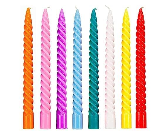 GIRLYZ Attire Spiral Zig Zag Smokeless Scented Spiral Stick Candles for Decorations Dinner Table Wedding Birthday Party Home Decor Christmas Halloween Diwali Multicolor (Pack of (30)
