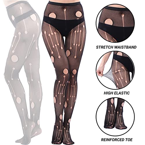 Image of Fishnet Stockings Lace Patterned Tights High Waist Pantyhose Fishnets for Women